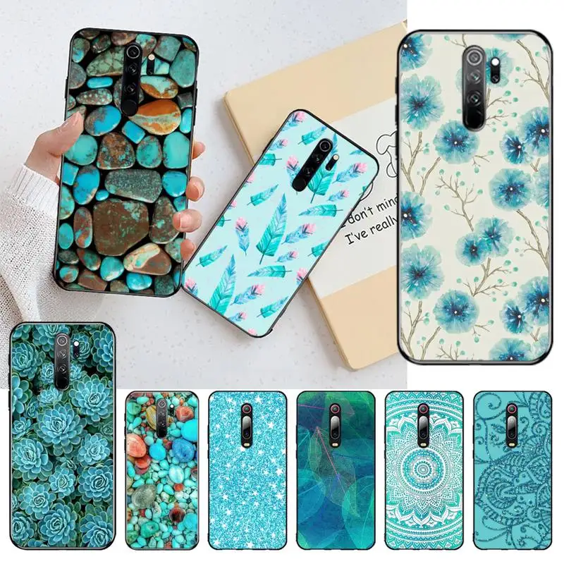 Чехол для телефона с цветочным пером из бирюзового камня мягкий черный чехол Redmi