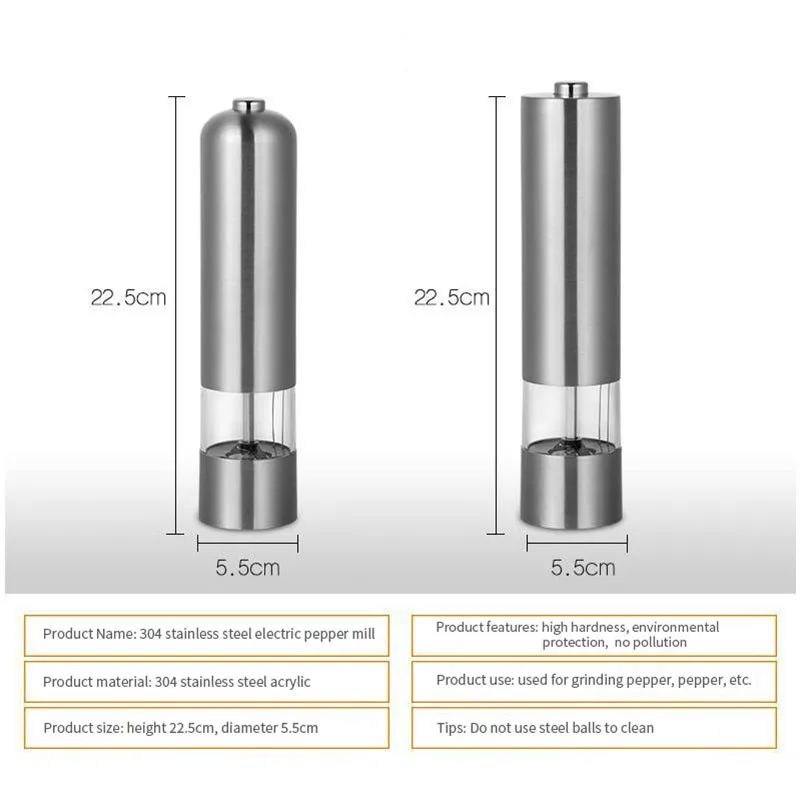 

Stainless Steel Pepper Mill Grinder Salt & Pepper Mill Cutter Kitchen Seasoning Tools Accessories for Cooking