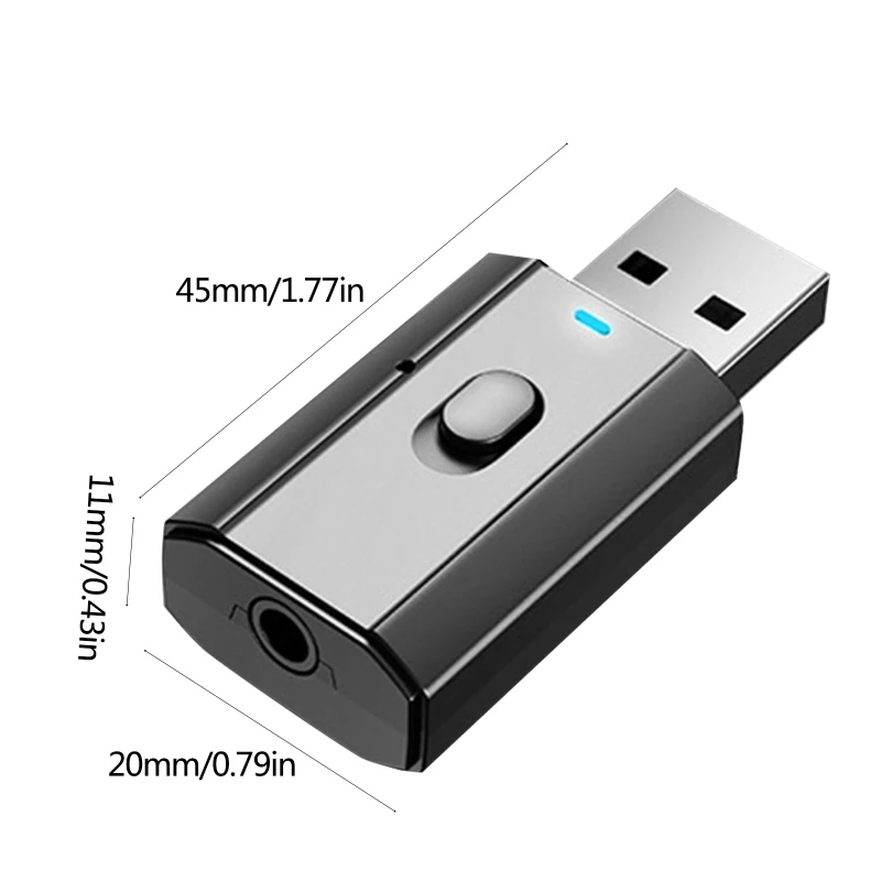 

Plug and Play Bluetooth5.0 USB 3.5mm Stereo Jack Wireless Receiver Hands-Free Music Playing Call Answering for PC Cell Cars
