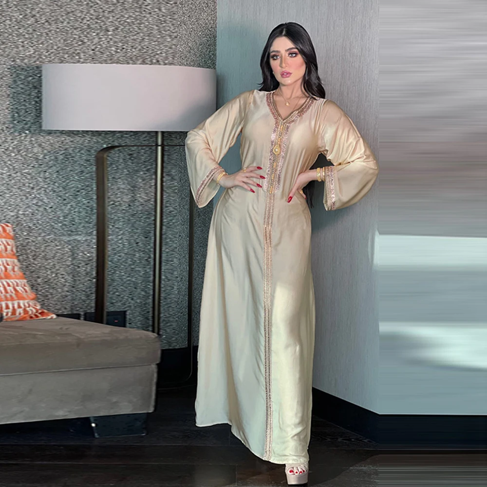 Eid Satin Abaya Dubai мусульманское платье Турция ислам длинное Djelaba женские