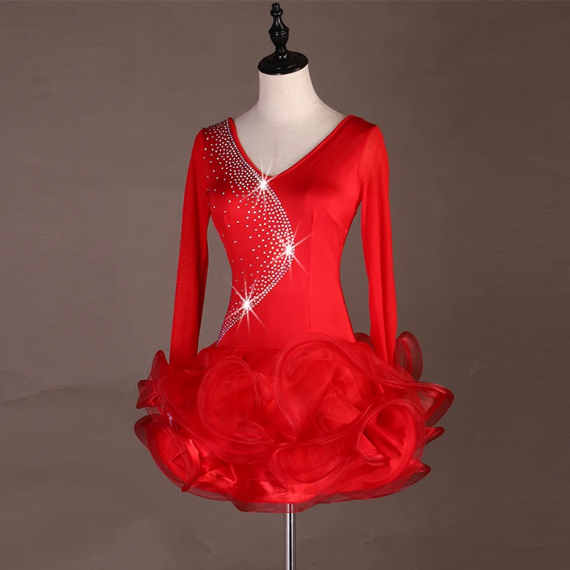 Юбка для латинских танцев с длинным рукавом женская новая профессиональная