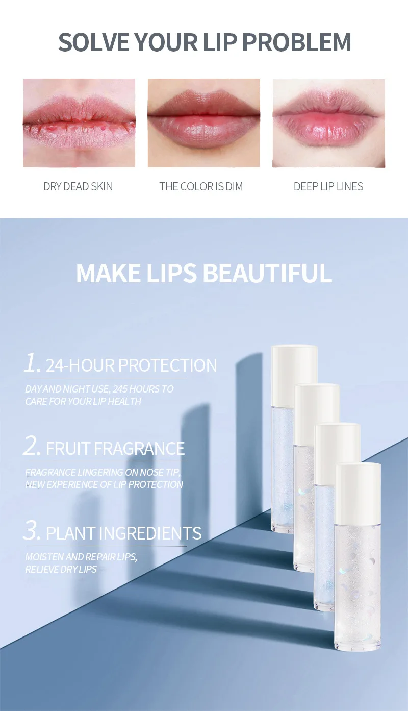 

2pcs Lip Balm Roll-On Lip Oil Transparent Moisturizing And Shining Lip Gloss Winter Day And Night Set Lips Care Product TSLM1