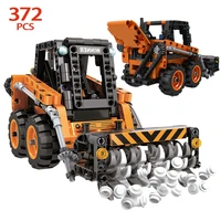 city engineering truck vehicle building blocks technical car mechanical forklift crane roller bricks toys for children