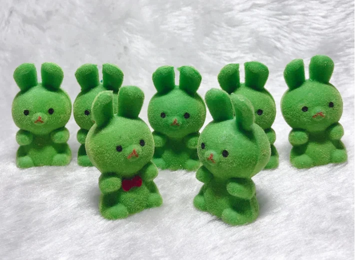 Светло-зеленый 20pcs/lot Lovely Cute Velvet Pink Bunny Toys Girls Toys Rabbit Birthday Gift Home Decoration Key Chains For Bags - Цвет: Светло-зеленый