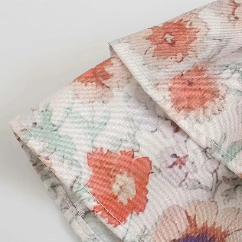 

Retro Puff Long Sleeve Slim Mini Dress Cross V Neck Ruffles Patchwork Female Robe Autumn 2021 New Chic Floral Print Vestido