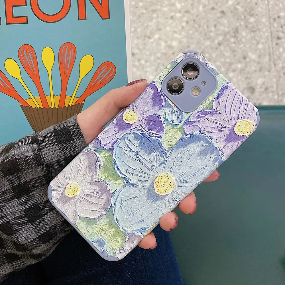 

2021 New Olieverfschilderij Artistiek Creatief Telefoon Geval Apple Telefoon Geval Lederen IPhone Soft Female Creatief Speelgoed