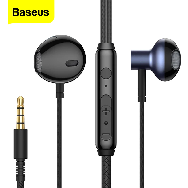 

Baseus H19 Wired Earphone Stereo Bass Earphones Headset 3.5mm In-ear Wire Headphone For iPhone Xiaomi HIFI Sport Gaming Earpiece