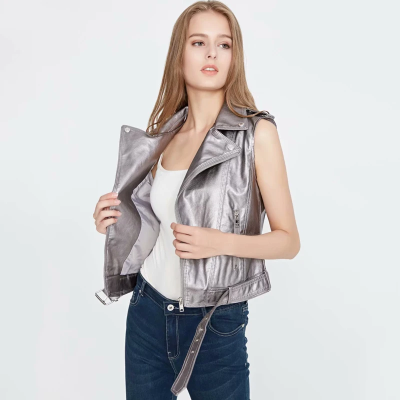 Куртка бомбер TMODA256 женская из искусственной кожи модный жилет мотоциклетная