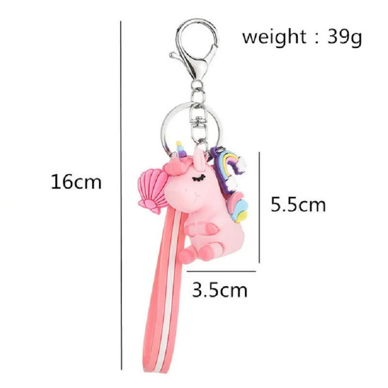 

Rainbow Unicorn Key Chain Fancy&Fantasy PVC Animal Keychains Gift For Women Girls Bag Pendant Figure Charms Key Ring Cute Gift