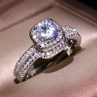 luxury handmade couple ring s925 silver round zircon engagement wedding jewelry for women men gift wholesale free shipping items
