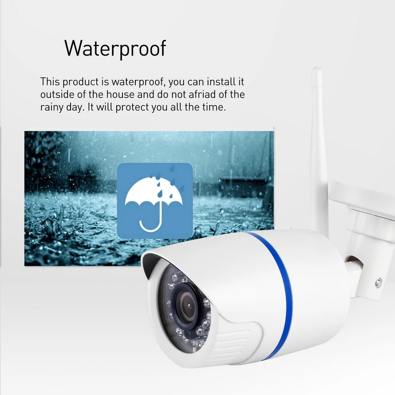 H.265 wifi 3MP/1080 P Водонепроницаемая цилиндрическая ip камера 24LED ночного видения