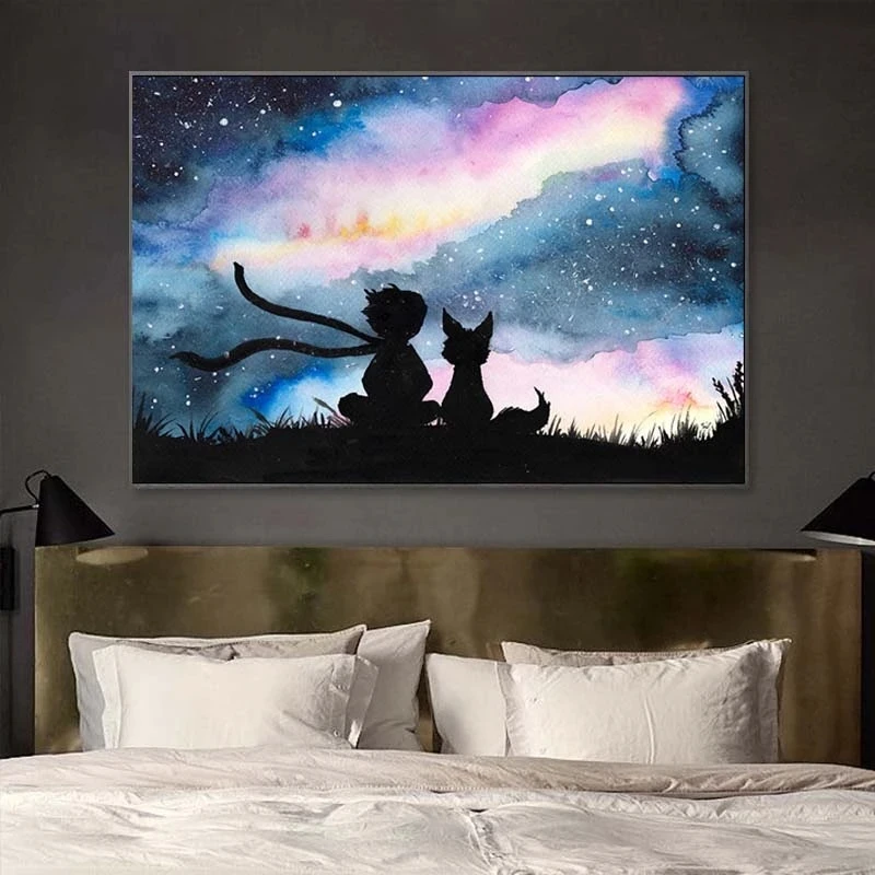 Постер из фильма Маленький принц картина на стену Маленького принца и лисы