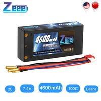zeee 2s shorty lipo 7 4v 4600mah 100c battery rc lipo battery with 4mm bullet deans ultra plug connector for car truck boat