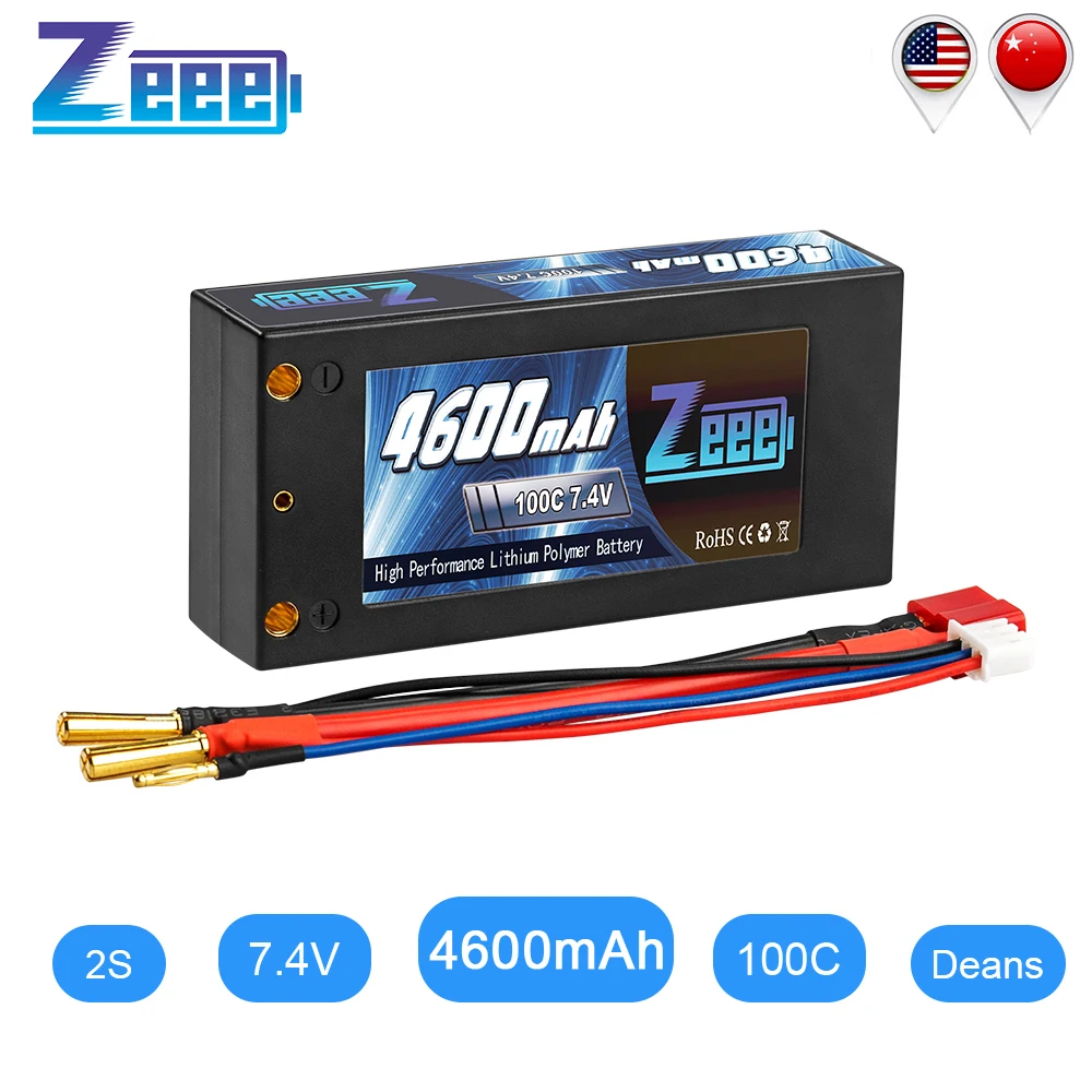 Zeee 2S short Lipo 7 4 V 4600mAh 100C аккумулятор RC батарея с 4mm Bullet Deans ультра разъем для