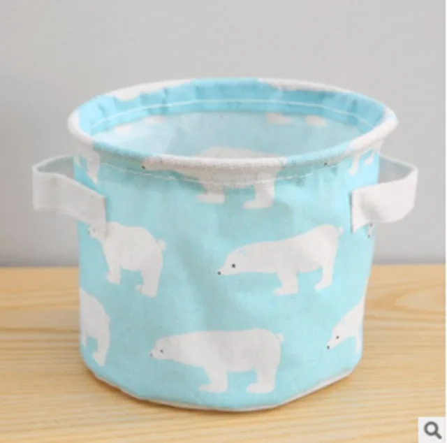 Folding Cotton Linen Desktop Waterproof Cabinet Sundries Makeup Storage Basket Underwer Box Container with Handle S20 | Дом и сад
