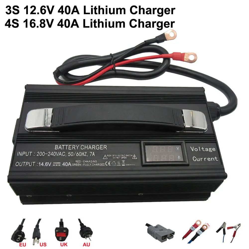 

1100W 4S 14.4V 14.8V 16.8V 40A Fast Charger 3S 12.6V 12V Lithium Solar Energy Storage Touring Car Battery Electric Tool Charger