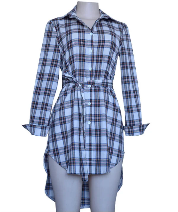 Осеннее женское модное свободное однобортное клетчатое платье с длинным рукавом