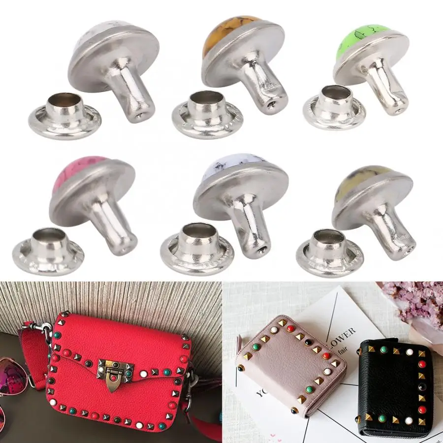 40 шт 8 мм круглый бирюзовый заклепка шпилька браслет с шипами одежда декорация