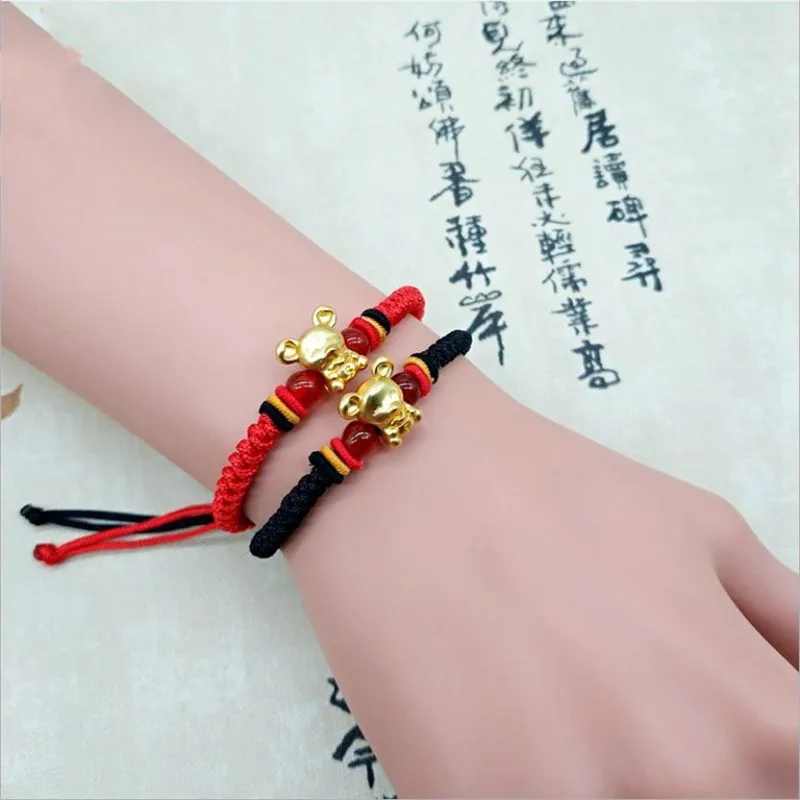 Женские золотые браслеты 3D Новогодние аксессуары на удачу для мужчин и женщин