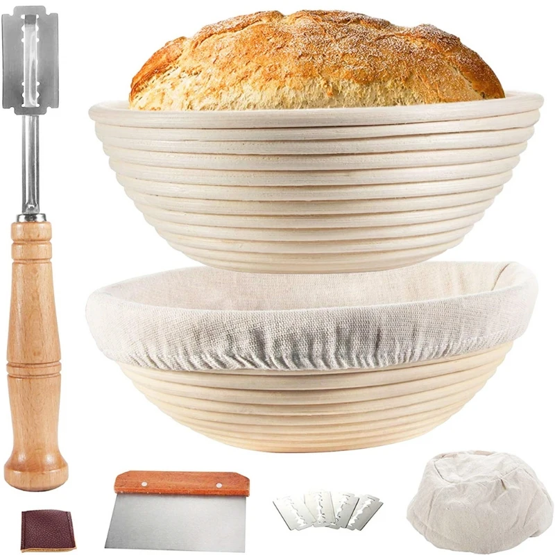 

Bread Proofing Basket, with Dough Scraper, Bread Lame, for sourdough breads 72XF