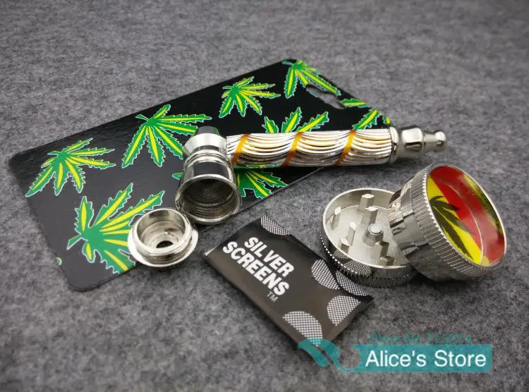 Новинка 1 комплект модных металлических курительных трубок с крышкой +