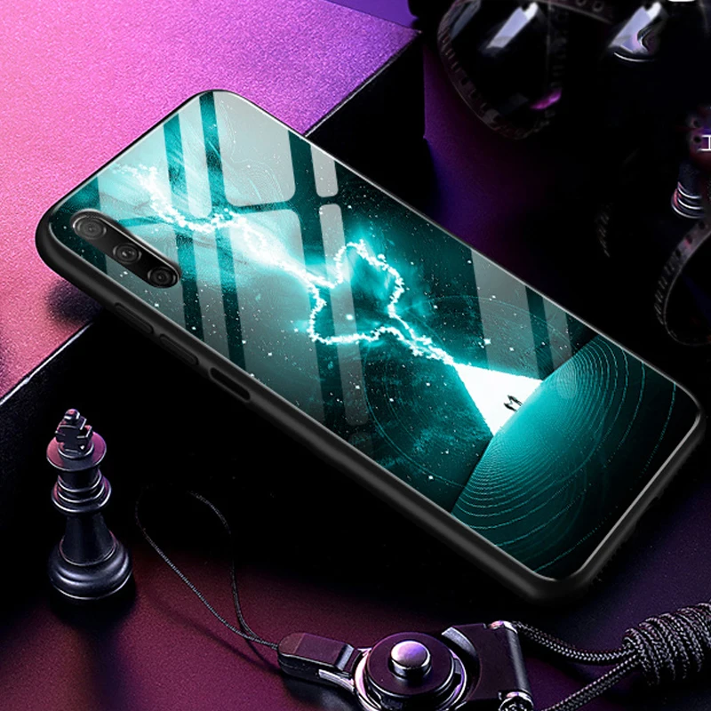 Закаленное Стекло чехол для Huawei Honor 9 X 9x Мягкая силиконовая накладка на заднюю панель для Huawei Honor 9X9 x звездным узором защитный чехол для телефона