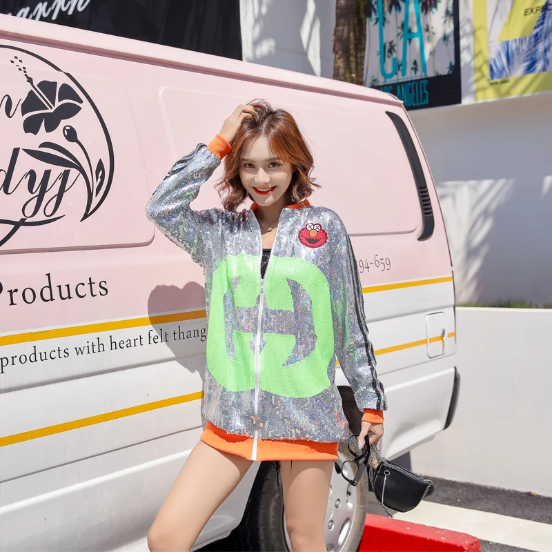 

2021 модная короткая куртка пальто 2021 Модные свободные реальная съемка для женщин Блестки крутые Производительность Бесплатная доставка