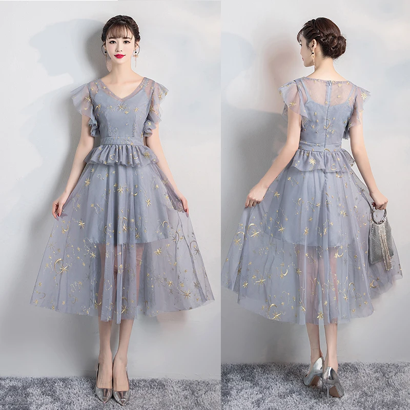 Женское платье без рукавов длиной до середины иллюзии | Свадьбы и торжества