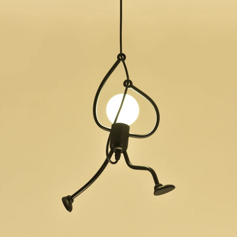 

little man climbing pendant light modern hanging lamp creative iron people lights metal cord pandant lamps for kid children room