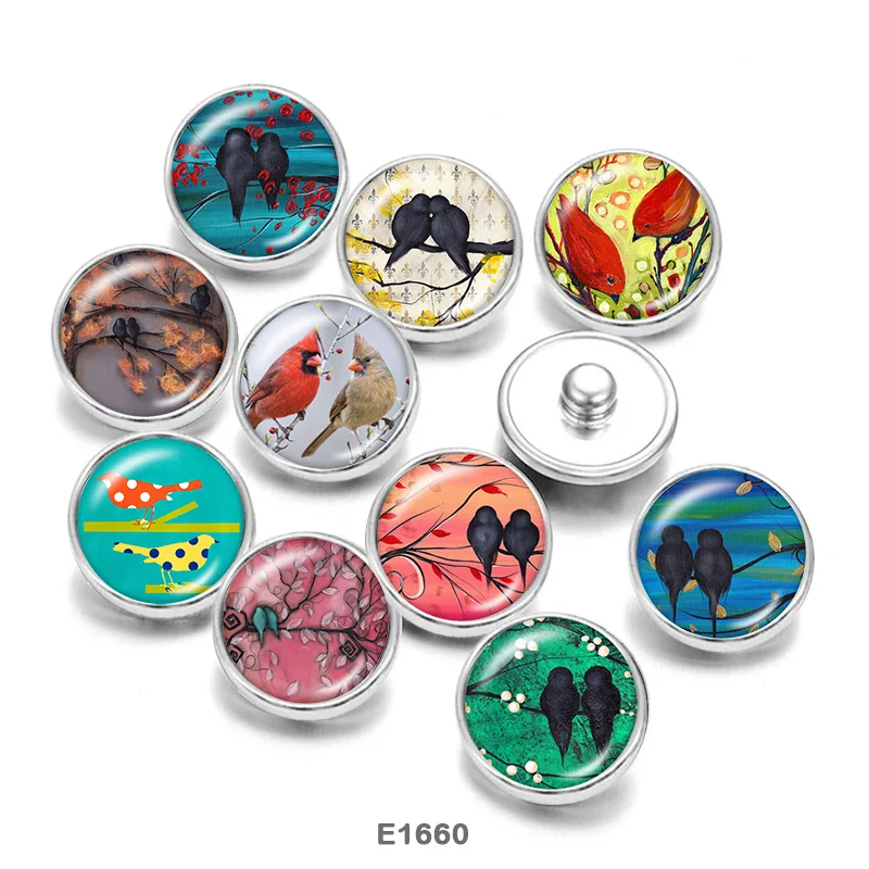 

Bird Glass Cabochons DIY Bracelet glass Snap buttons CE1660