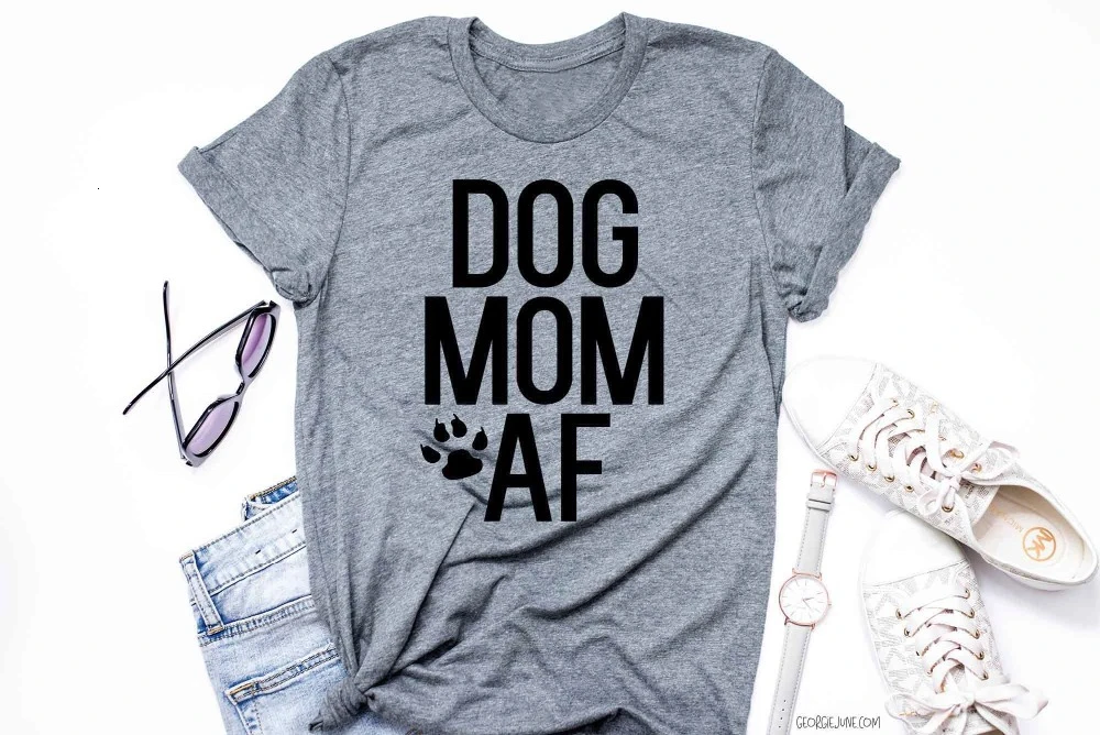 

Dog Mom AF t-shirt animal paw graphic women fashion slogan mother days gift cotton casual tumblr grunge tee girl gift top- K151