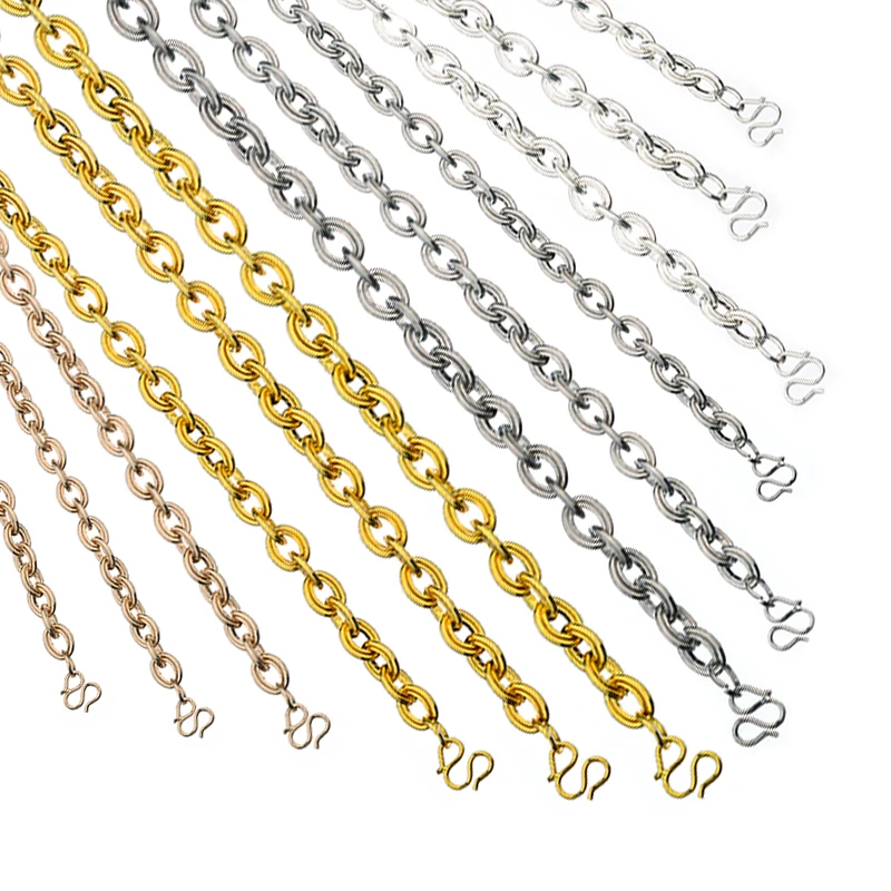 

1pc/lot 50cm*8mm Double Loop Chain Rope Link Chain Bulk Chains Sliver KCgold Necklaces Chains For Women Men Jewelry DIY