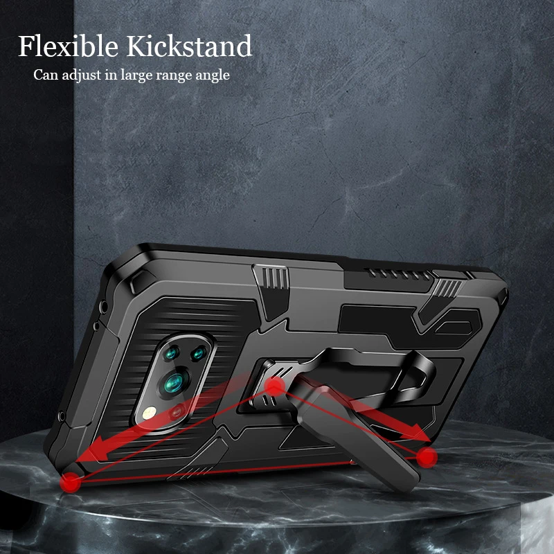 Армированный чехол-накладка для POCO X3 NFC Pro ударопрочный с зажимом ремня и