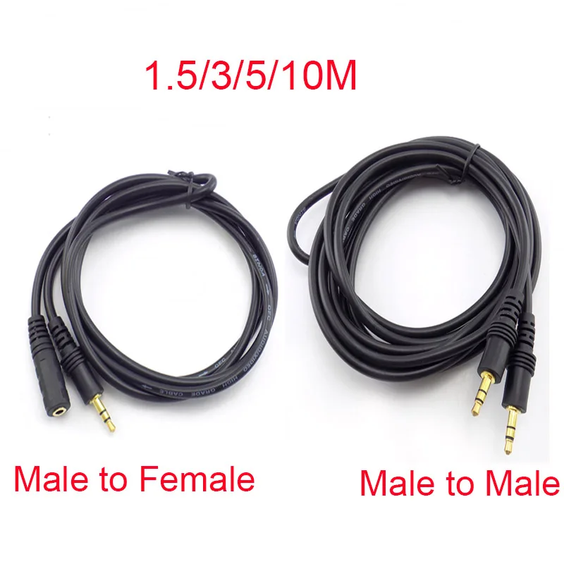 1.5/3/5/10M Male to Male 3.5mm Stereo Jack Male to Female Plug  Audio Aux Extension Cable Cord for Computer Laptop MP3/MP4