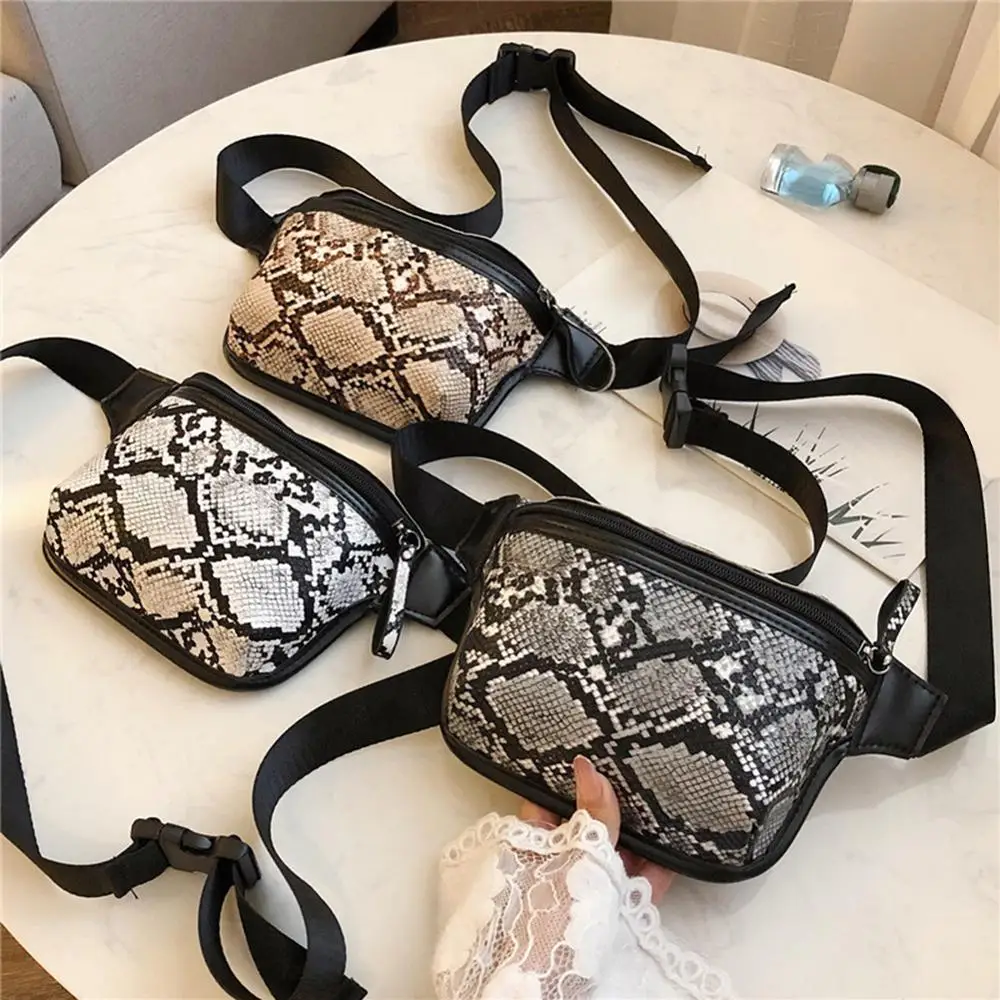 Женская поясная сумка со змеиным принтом забавная сумочка из искусственной кожи