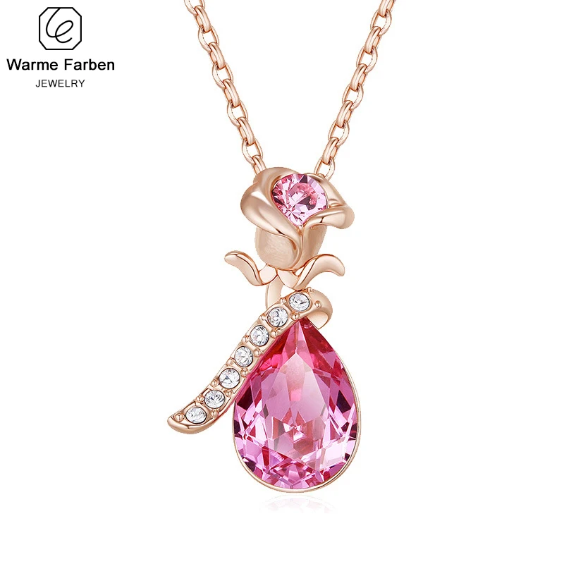 Ожерелье Warme Farben с кристаллами Swarovski для женщин, европейская Роза, Хрустальная подвеска, ожерелье, хорошее ювелирное изделие, колье
