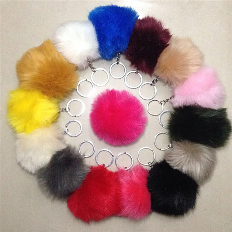 

Colorful Fluffy Fur Pom Pom Keychains Soft Faux Rex Rabbit Fur Ball Car Keyring Pompom Key Chains Women Bag Pendant Jewelry DIY