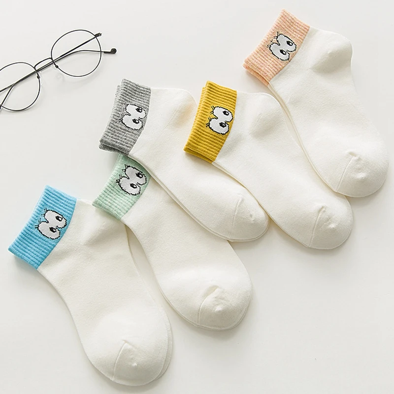 

Cute Campus Simple Happy Sweet girls socks Cotton Sweat-absorbent funny Big Eyes Women's short socks