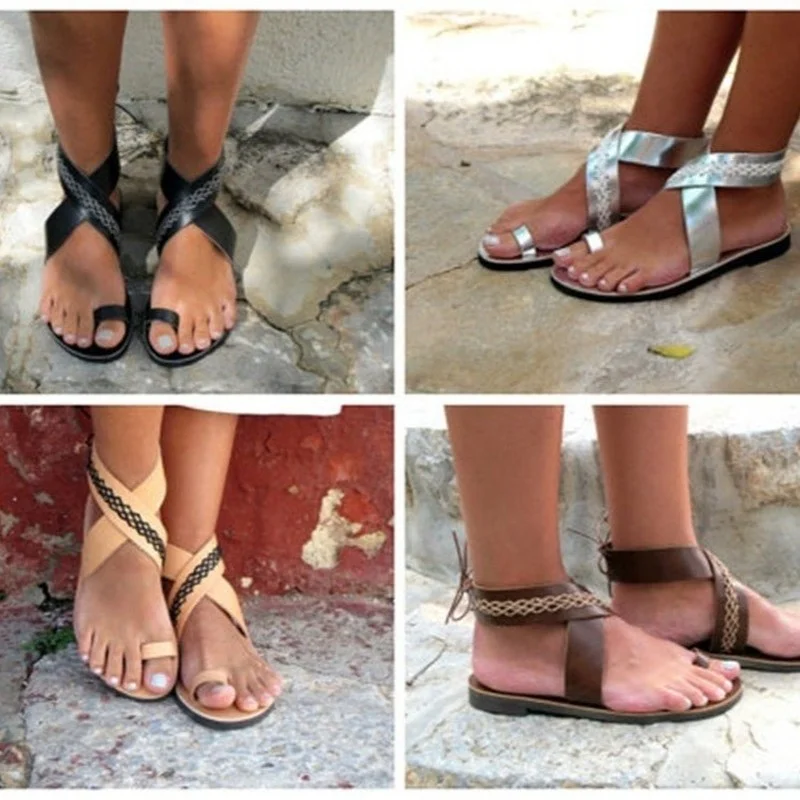 Женская Повседневная пляжная обувь с открытым носком на плоской