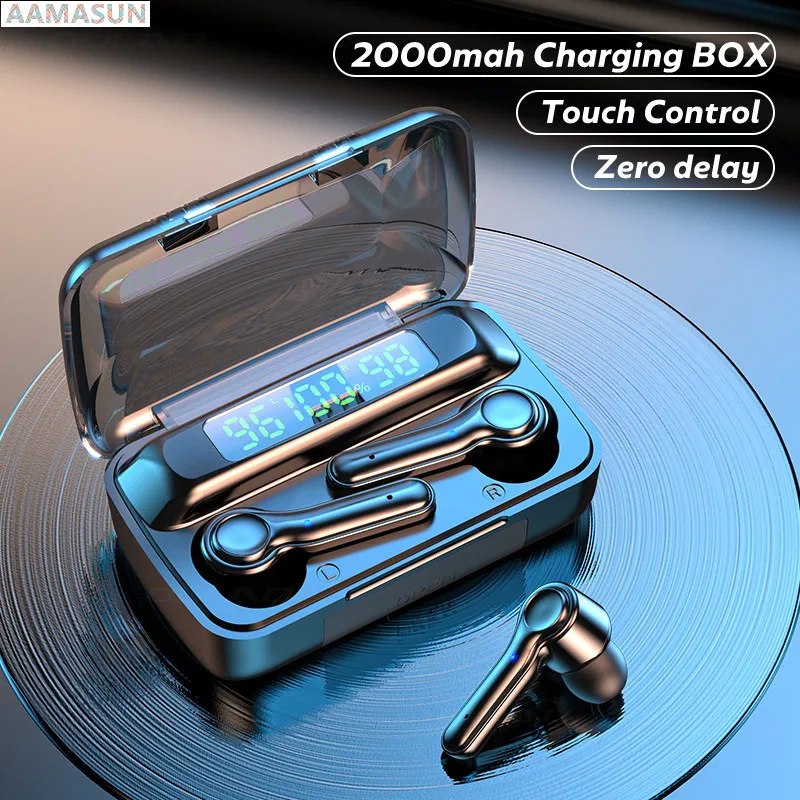 

Wireless Headphones TWS Bluetooth 5.1 Earphones 2000mAh Sports Waterproof Headsets HiFi 9D Bass Stereo Earbuds with Microphones