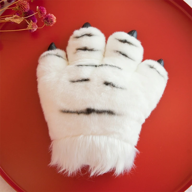 

Plush Tiger Cosplay Costume Set Cute Ears Headband Animal Paw Gloves Party Props X5XA