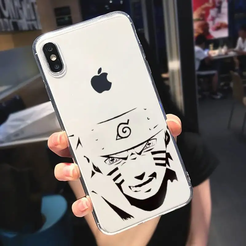 

naruto cartoon black white cartoon Phone Case Transparent soft For iphone 5 5s 5c se 6 6s 7 8 11 12 plus mini x xs xr pro max