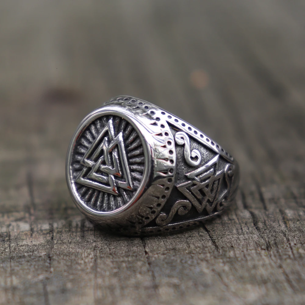 Мужское кольцо Viking из нержавеющей стали Valknut Norse стиль Odin руны кольца-Амулеты серебряные ювелирные изделия Norse
