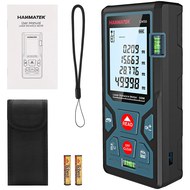 

HANMATEK laser rangefinder 50M 100M rangefinder laser digital laser rangefinder ruler ruler test tool horizontal bubble