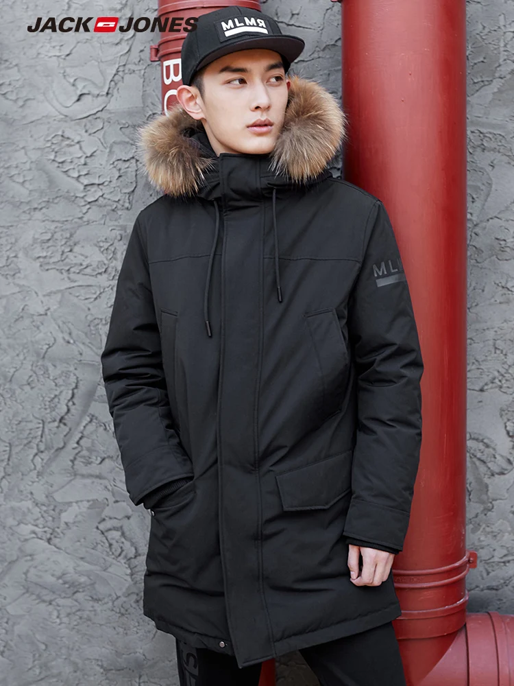Куртка пуховик средней длины с меховым воротником и капюшоном JackJones |