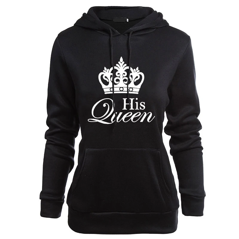Her King His queen Lovers свитер с капюшоном принтом модная Женская толстовка надписью