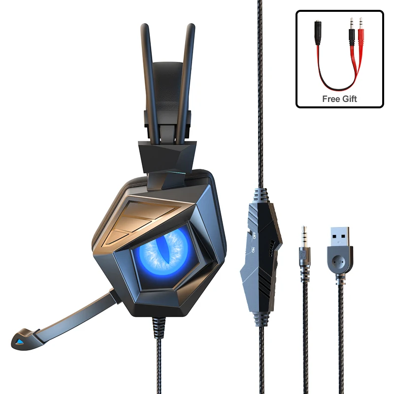 

Gaming Headset RGB Colorful Breathing LED Light Wired Control With Microphone Earphone For Pc PS4/PS5 Xbox Game Mic Headphone