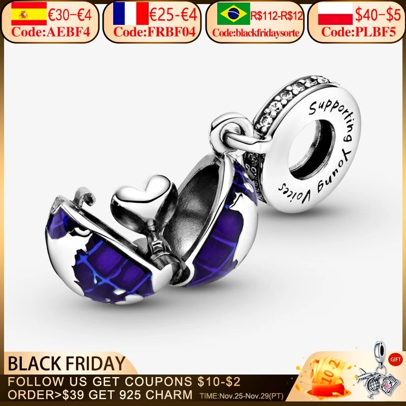 

2020New 925 Sterling Silver Blue Planet Pendant Bead Fit Original 3mm Bracelet&Bangle For Women Birthday Fashion Jewelry Gift