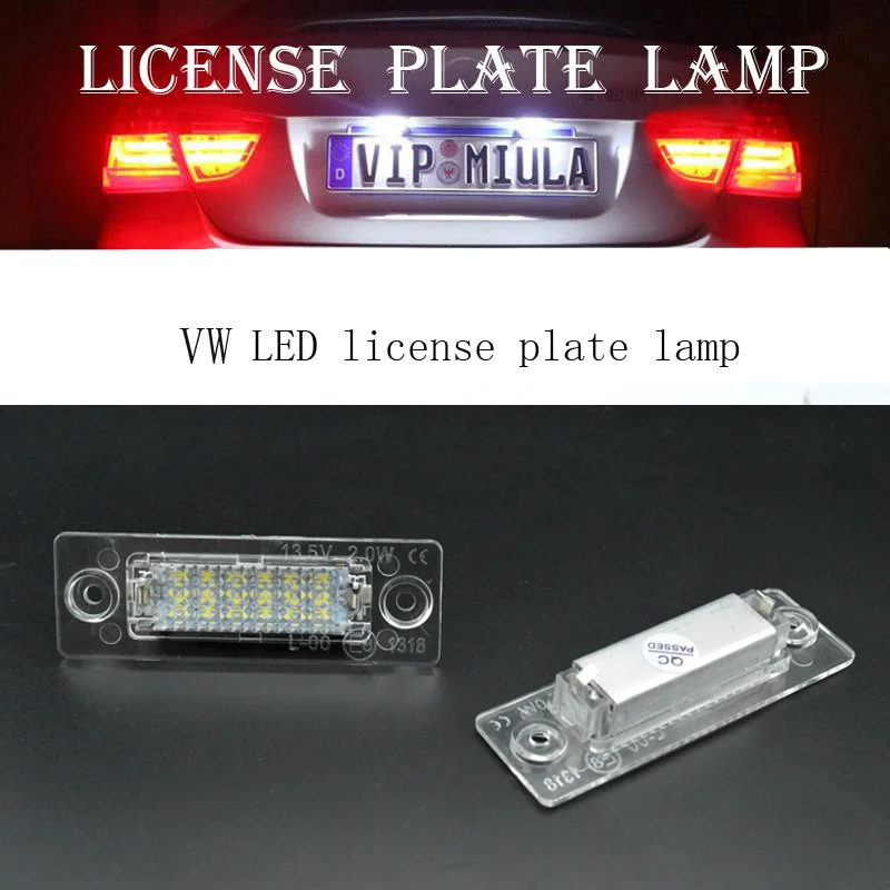 

2PCS FOR VOLKSWAGEN Tuan/Passat/Jetta/Caddy/Skoda LED License Plate Light Number Lamp 6000K White 12V Car Styling