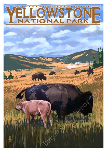 Американский Йеллоустоун национальный парк дорожные холщовые картины винтажный